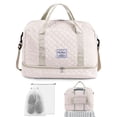 thumbnail image 1 of Gustave Quilted Travel Duffle Bag for Women Large Capacity Overnight Weekender Gym Hospital Bag Water Resistant Carry On Totes with Shoe Compartment & Wet Pocket, White, 1 of 9