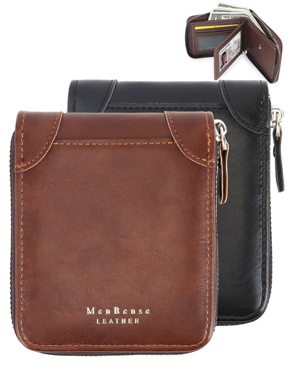 RFID Blocking Men's Leather Bifold Wallet, Brown