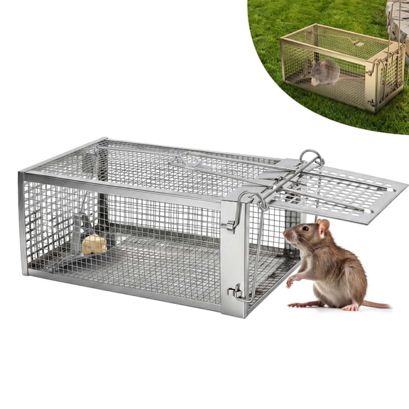 Gustave Rat Trap Cage Humane Catch and Release Mouse Cage Trap for Home Indoor Outdoor - 11x5.5x4.3 inch