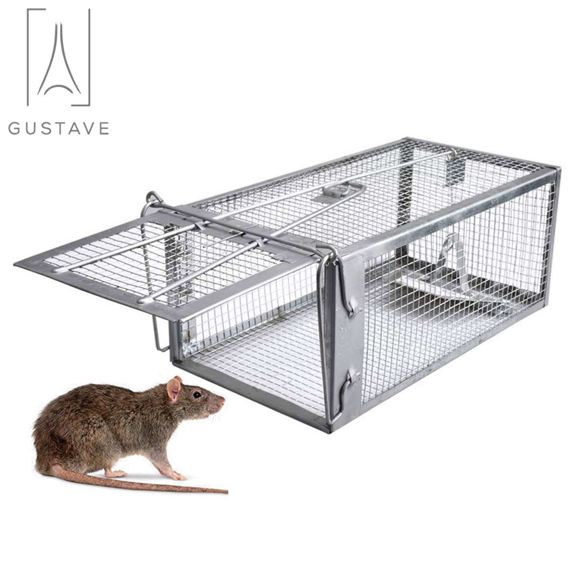 CALHOME Humane Animal Trap Small Live Rodent Control Steel Cage Opossum