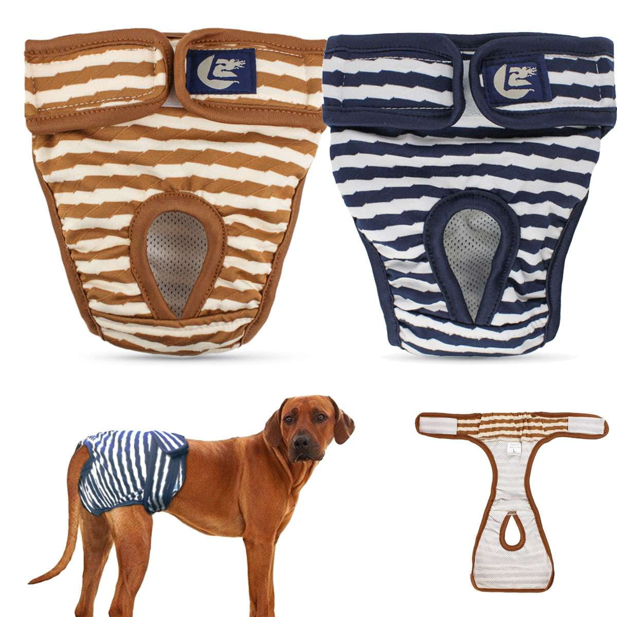 Gustave 2 Pack Washable Female Dog Diapers Reusable Doggie Diaper Wraps