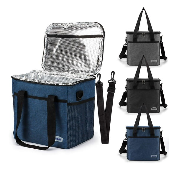 Gustave Reusable Insulated Lunch Bag for Men Women Adult, Leakproof Lunch Box Cooler Bags Food Tote Handbag with Adjustable Shoulder Strap for Work Picnic Hiking Beach "Navy"