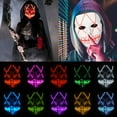 thumbnail image 1 of Gustave Scary Halloween LED Mask EL Grow Mask 3 Lighting Modes LED Light UP Creepy Face Mask for Festival Cosplay Halloween Costume Halloween Festival Party "Fluorescent Green", 1 of 13