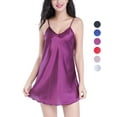 thumbnail image 1 of Gustave Sexy Silk Chemise Nightgowns for Women V Neck Satin Lingerie Pajamas Mini Nightdress Slip Sleep Dress Spaghetti Strap Sleepwear "Purple, XL", 1 of 6