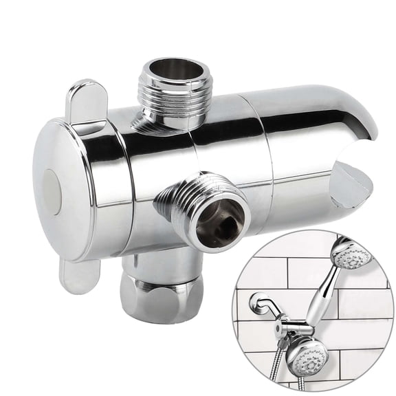 Gustave Shower Diverter Valve 3-Way G1/2" T-adapter Shower Head Arm Mounted Diverter Valve Metal Universal Bathroom System Replacement Part, Chrome