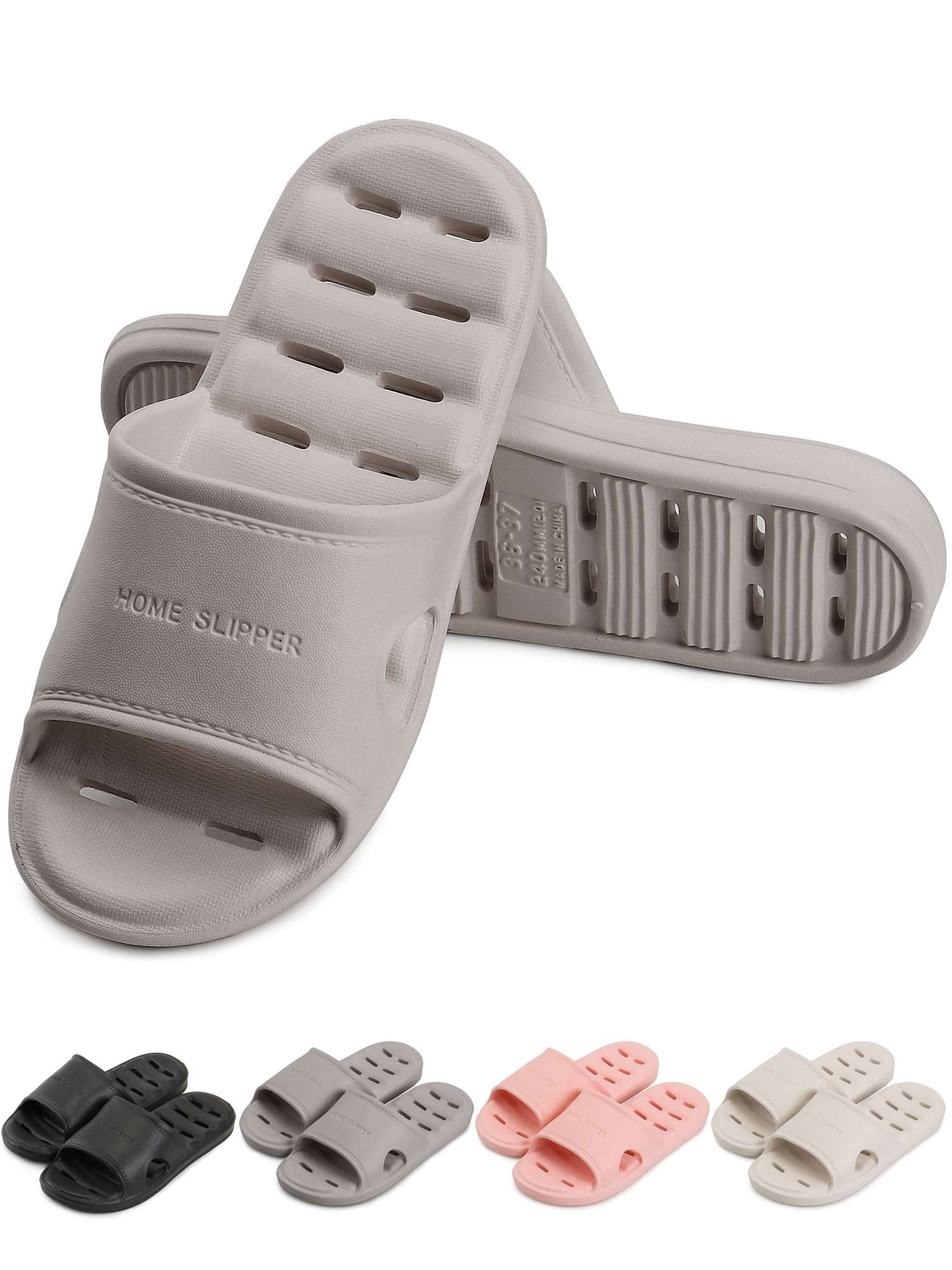 Shower Slippers for Women Men Non-Slip Quick Drying Slide Sandals Bathroom Comfort House Shoes with Drain Holes for Indoor Home Beach Pool