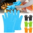thumbnail image 1 of Gustave Silicone Oven Gloves Heat Resistant Grilling BBQ Gloves Non-Slip Waterproof Kitchen Gloves Oven Mitts with Fingers for Cooking, Barbecue, Smoker - Blue, 1 of 7
