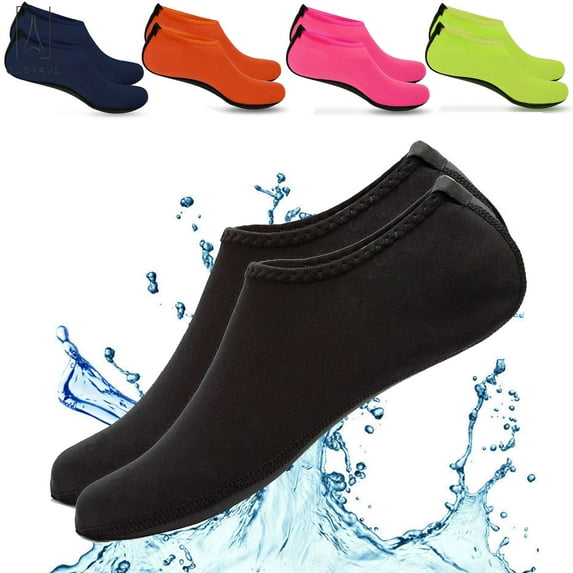 Gustave Skin Water Barefoot Shoes For Men & Women Aqua Beach Socks Yoga Exercise Pool Swim Slip On Surf Shoes "Black,3XL"