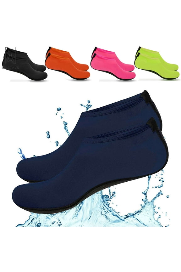 Skin Water Barefoot Shoes For Men & Women Aqua Beach Socks Yoga Exercise Pool Swim Slip On Surf Shoes "Blue,3XL"