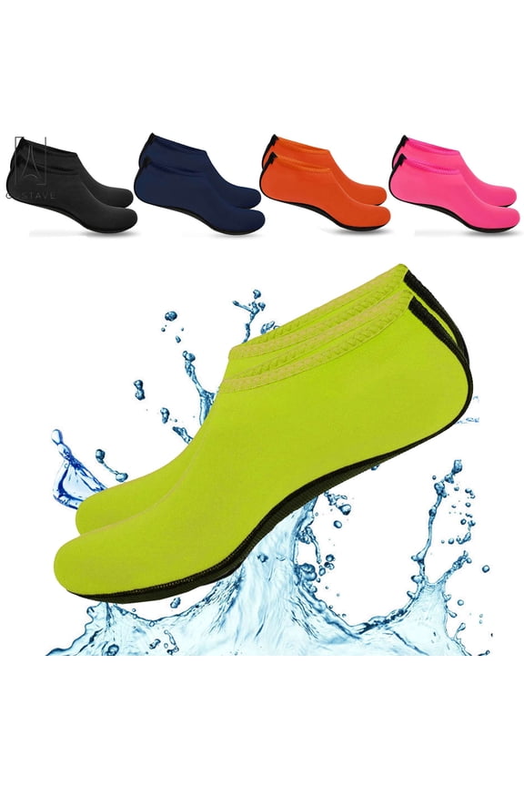 Skin Water Barefoot Shoes For Men & Women Aqua Beach Socks Yoga Exercise Pool Swim Slip On Surf Shoes "Green,M"