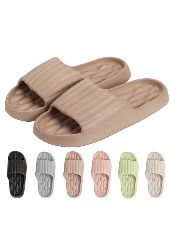 Slide Sandals for Women Men Pillow House Slippers Non-Slip Soft Comfort Open Toe Shower Shoes for Indoor Outdoor Home Beach Pool