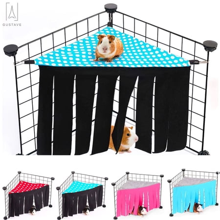 Gustave Small Animal Corner Hideout Corner Cloth Tassels Pet Hideaway Hammock and Sleeping Bed for Pet Guinea Pig Ferret Chinchilla Hedgehog Squirrel Rabbit "Blue Point"