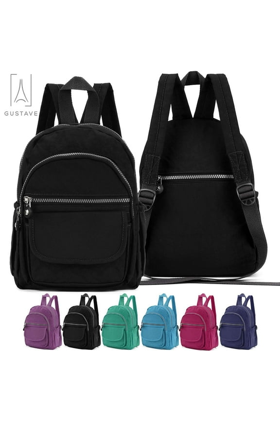 Small Backpack Purse for Women Stylish Travel School Bags Daypack Nylon Waterproof Shoulder Handbag - Black