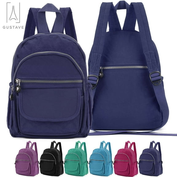 Gustave Small Backpack Purse for Women Stylish Travel School Bags Daypack Nylon Waterproof Shoulder Handbag - Navy