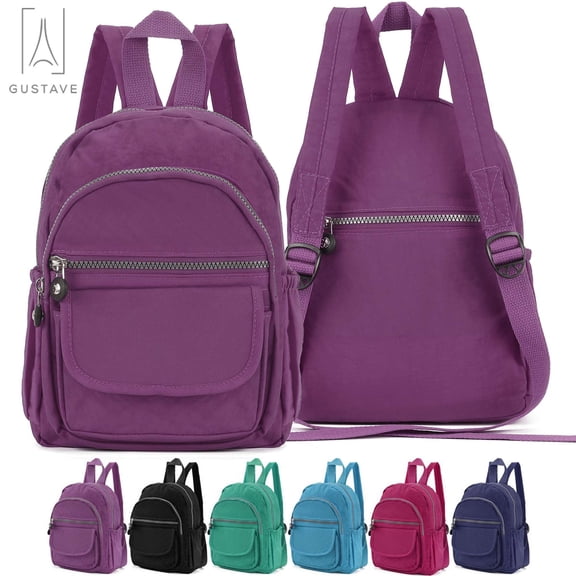 Gustave Small Backpack Purse for Women Stylish Travel School Bags Daypack Nylon Waterproof Shoulder Handbag - Purple