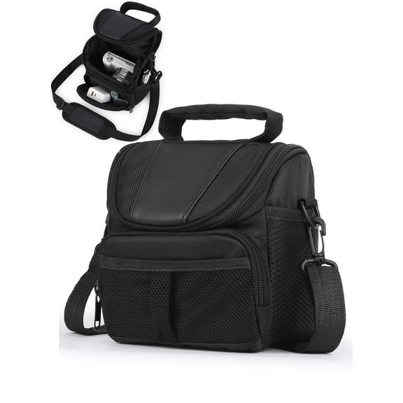 Gustave Small Camera Case Bag Crossbody Purse Waterproof Shockproof Digital Camera Shoulder Bags Compatible with Nikon, Canon, Sony "Black, 5.5*4.7*6.7inch"