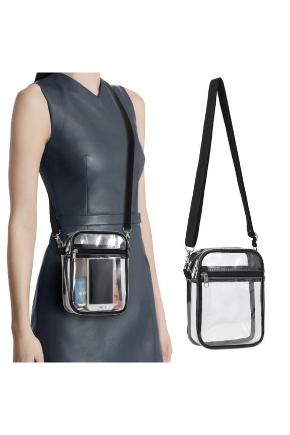 Small Clear Bag Stadium Approved Crossbody Purse for Concerts Sports Events, PVC Transparent Messenger Shoulder Bag with Adjustable Strap for Men Women