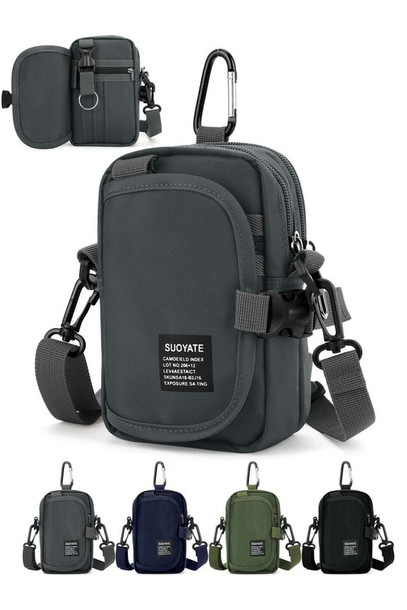 Small Crossbody Purse Cell Phone Holster Pouch Carrying Bag for Men Women Multifunction Waist Bag Wallet with Belt Clip/Loop for iPhone Samsung "Gray"