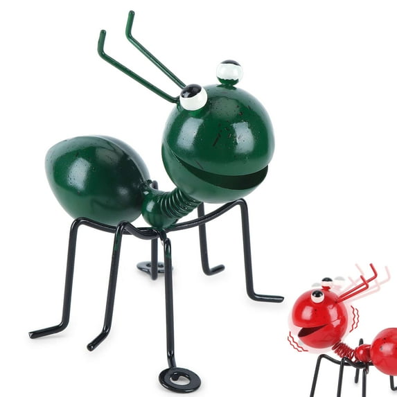 Gustave Small Metal Ant Sculpture Garden Decor 3D Cute Ants Ornament Statues Hanging Wall Art for Outdoor Yard Lawn Home Desktop Decoration, Green