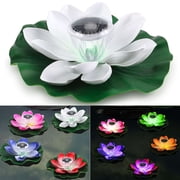 Gustave Solar Floating Pool Light Lotus Pond Lights Outdoor Waterproof Floating LED Candles Flower Lights for Garden Swimming Pool Pond Party Decor - White