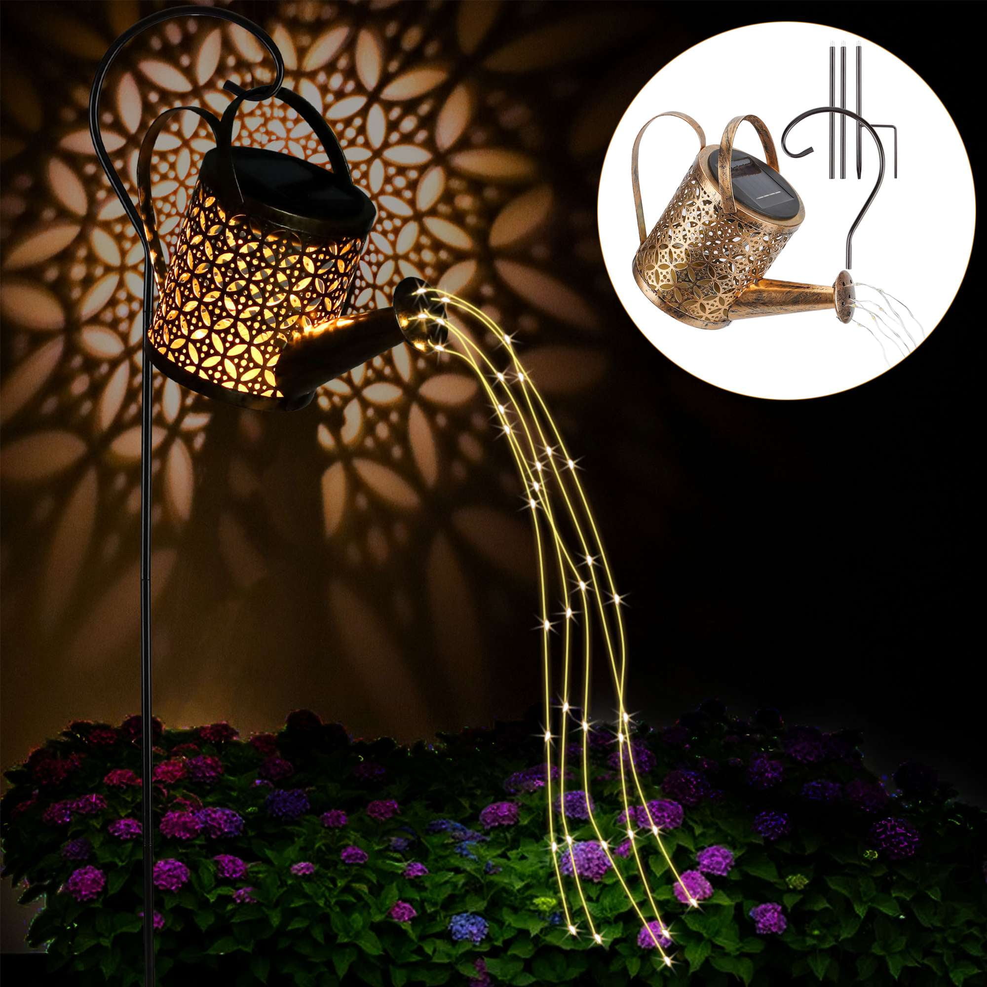 Gustave Solar Watering Can Garden Light Outdoor Waterproof LED String Waterfall Lights with
