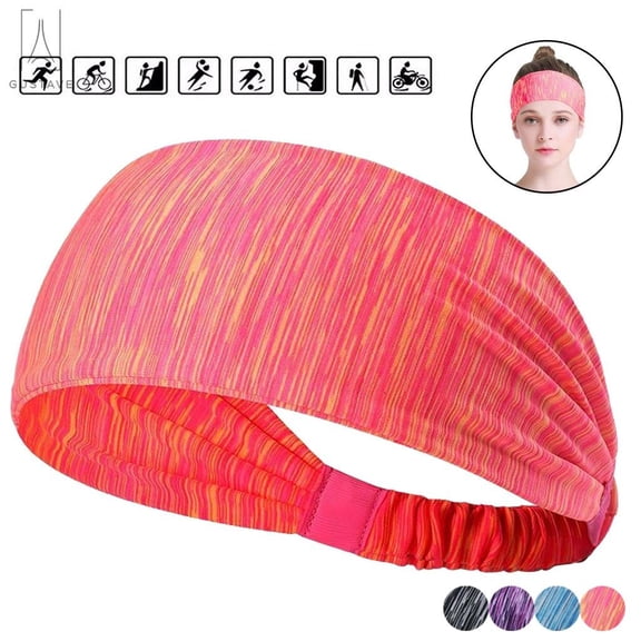 Gustave Sports Headband Elasitic Sweatband, Yoga Hairband Moisture Wicking for Cylcing Running Fitness Elastic Head Scarf (Red)