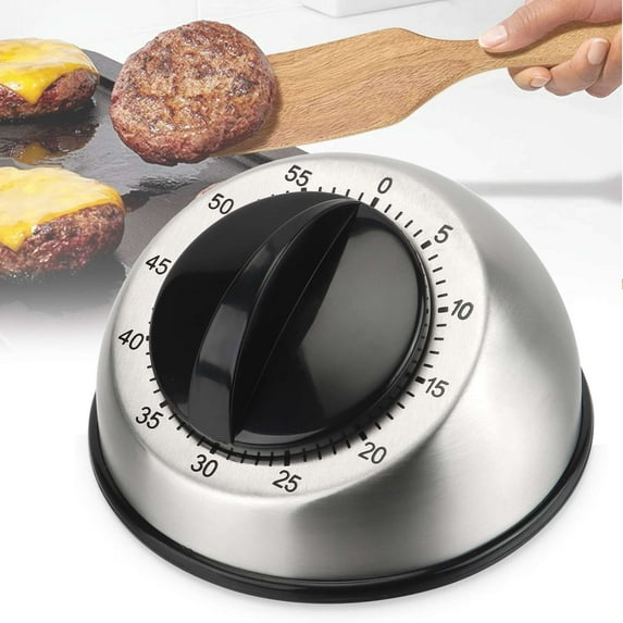 Gustave Stainless Steel Countdown Timer 60 Minute Mechanical Visual Timer Kitchen Cooking Timers with Loud Alarm for Home Office Study Baking