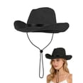 thumbnail image 1 of Gustave Straw Cowboy Hat for Women Men Wide Brim Western Cowgirl Hat Summer Beach Sun Hat with Windproof Chin Strap - Black, 1 of 7