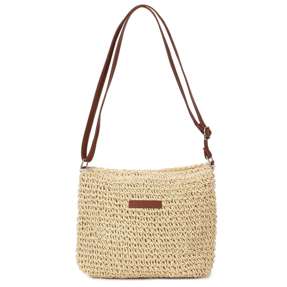 Gustave Straw Crossbody Bag Purses for Women Summer Woven Beach Clutch Purse Handmade Casual Shoulder Bags Handbag with Adjustable Strap "Beige"