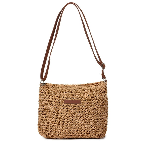 Gustave Straw Crossbody Bag for Women Summer Woven Beach Shoulder Bags Clutch Purses Casual Hobo Tote Handbag with Adjustable Strap "Khaki"