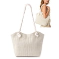 thumbnail image 1 of Gustave Straw Tote Bag for Women Summer Beach Bag Large Capacity Woven Shoulder Handbag Casual Vacation Purse with Zipper - Beige, 1 of 8