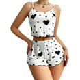 thumbnail image 1 of Gustave Summer Pajama Sets for Women 2 Piece Pjs Ruffle Cami Tops and Shorts Cute Heart Print Camisole Lounge Set Sleepwear Nightwear, Black, M, 1 of 7