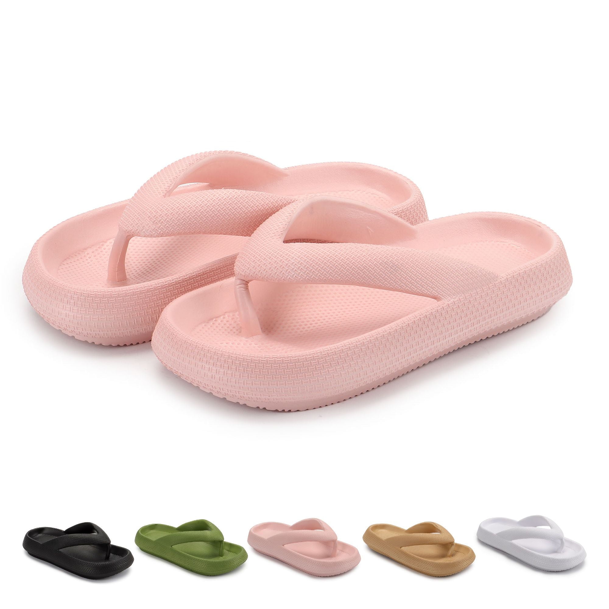 Gustave Thick Sole Flip Flops for Women Men Non-Slip Clouds Slippers Shower Bathroom Beach Soft ...