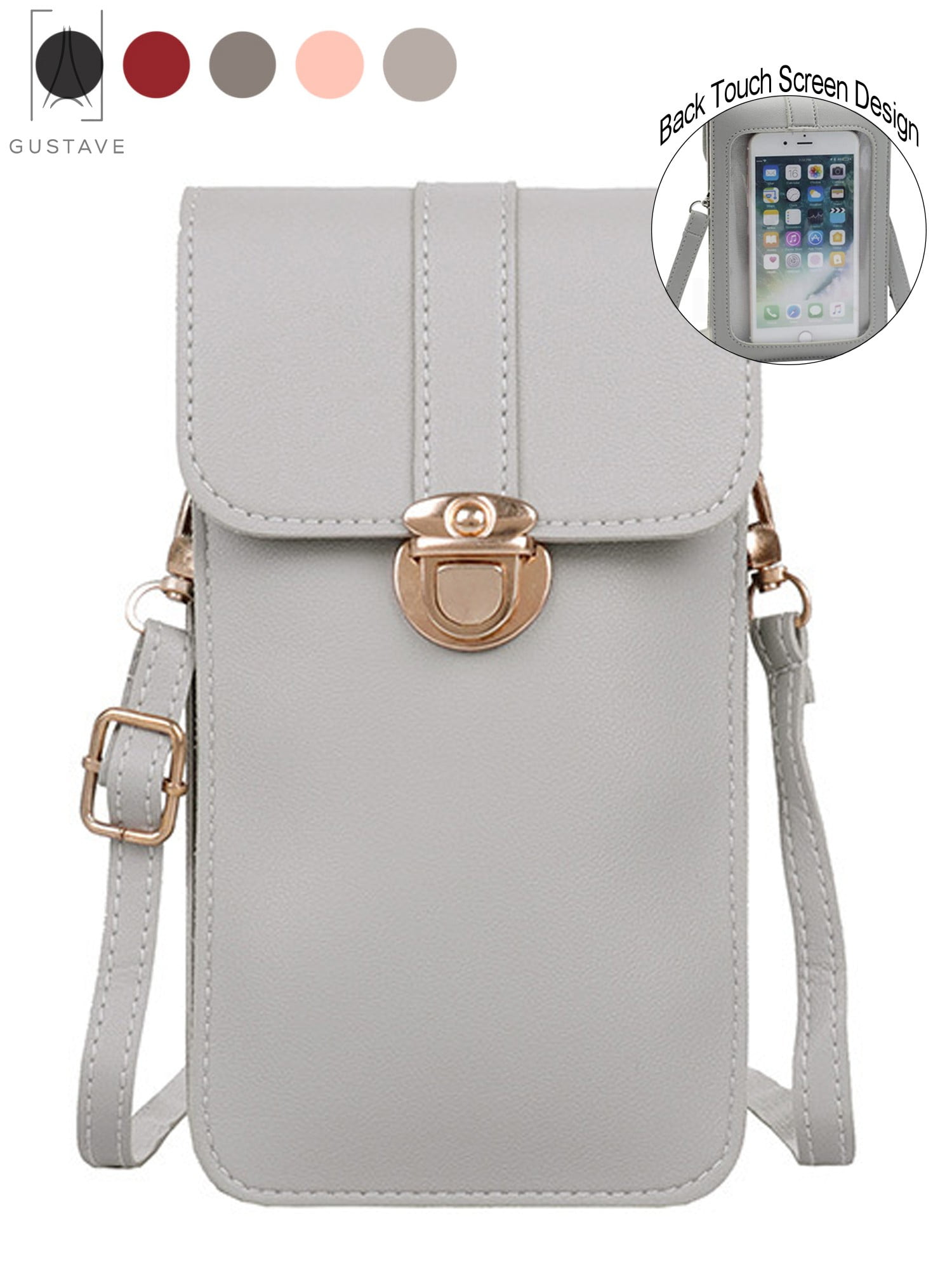 Gustave Touch Screen Cell Phone Purse PU Leather Mini Crossbody Bag Portable Phone Pouch Shoulder Bag For Iphone 11 For Samsung Gray 4a6aa1b0 0af7 4a18 8cce 2d32e02fc691.0a692fa3098560df48f30b0774cefb04