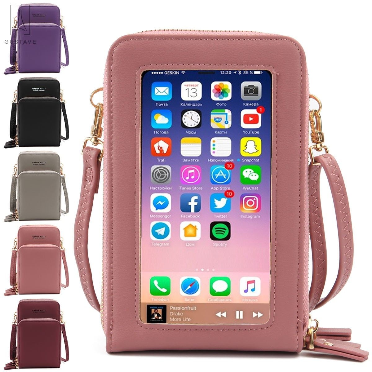 Gustave Touch Screen Cell Phone Purse Wallet Fashion Small PU Leather Card Pockets Crossbody Bag Shoulder Strap Fit iPhone 12 11 XR XS Max 8 Plus 7 P 8ae3d750 6e1c 49c0 a357 e372a0016c9a.b91c34892f46516886b8ed8c84496b77
