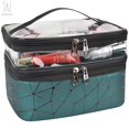 thumbnail image 1 of Gustave Travel Cosmetic Makeup Bag Organizer Portable Double Layer Clear Makeup Brush Case Organizer Waterproof PU Leather Toiletry Bags with Zipper for Women (Green), 1 of 10