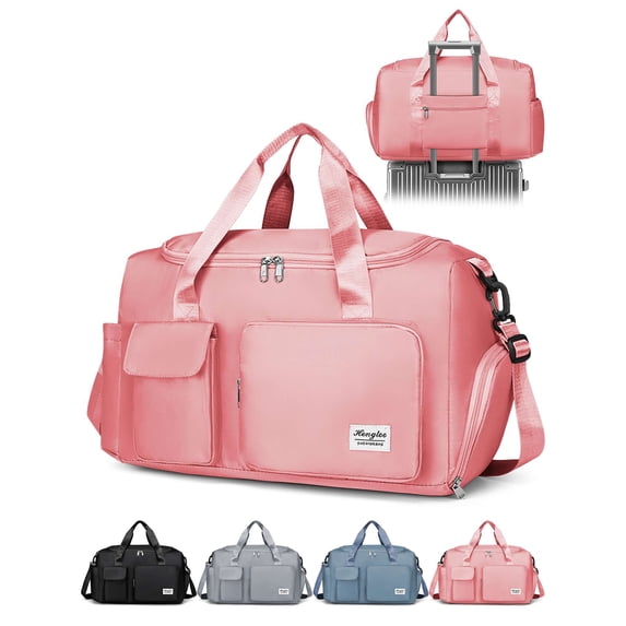Gustave Travel Duffle Bag for Women Men Water-Resistant Gym Bag Carry on Overnight Weekender Bag with Shoe Compartment & Trolley Sleeve