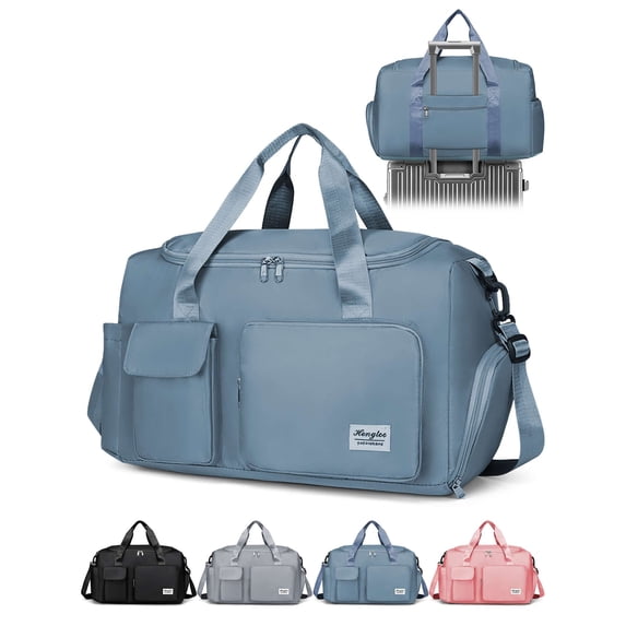 Gustave Travel Duffle Bag for Women Men Water-Resistant Gym Bag Carry on Overnight Weekender Bag with Shoe Compartment & Trolley Sleeve