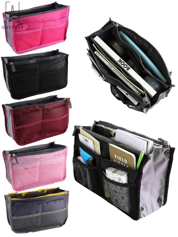 Travel Insert Handbag for Women, Cosmetic Makeup Purse Insert Liner Pouch Organizer Bag in Bag with 13 Pockets Functional "Black"