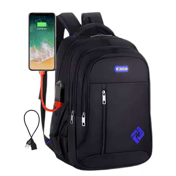 Gustave Travel Laptop Backpack Water Resistant 15.6" Business Computer Bag Rucksack Large College Bookbag for Men Women with USB Charger Port "Blue"