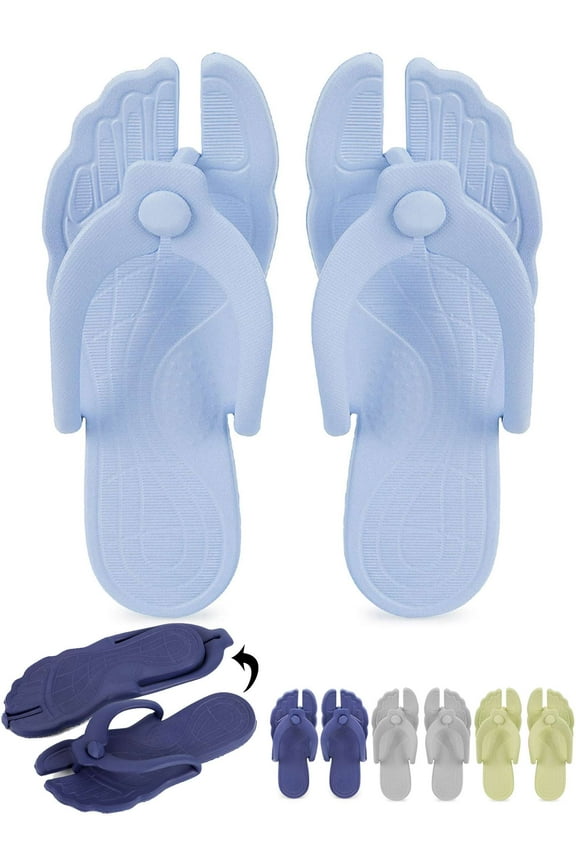 Travel Slippers Flip Flops for Women Men Foldable Non-Slip Thong Slide Sandals Portable Lightweight Quick Dry Beach Shower Shoes