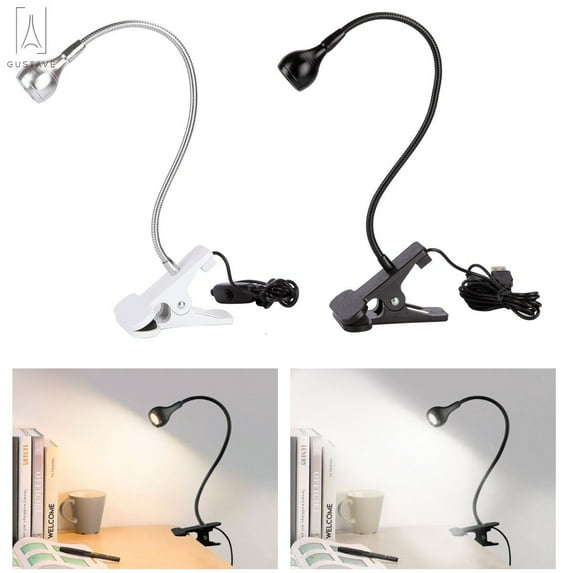 Gustave LED Black Clamp Flexible 360° Gooseneck Reading Light Desk Lamp