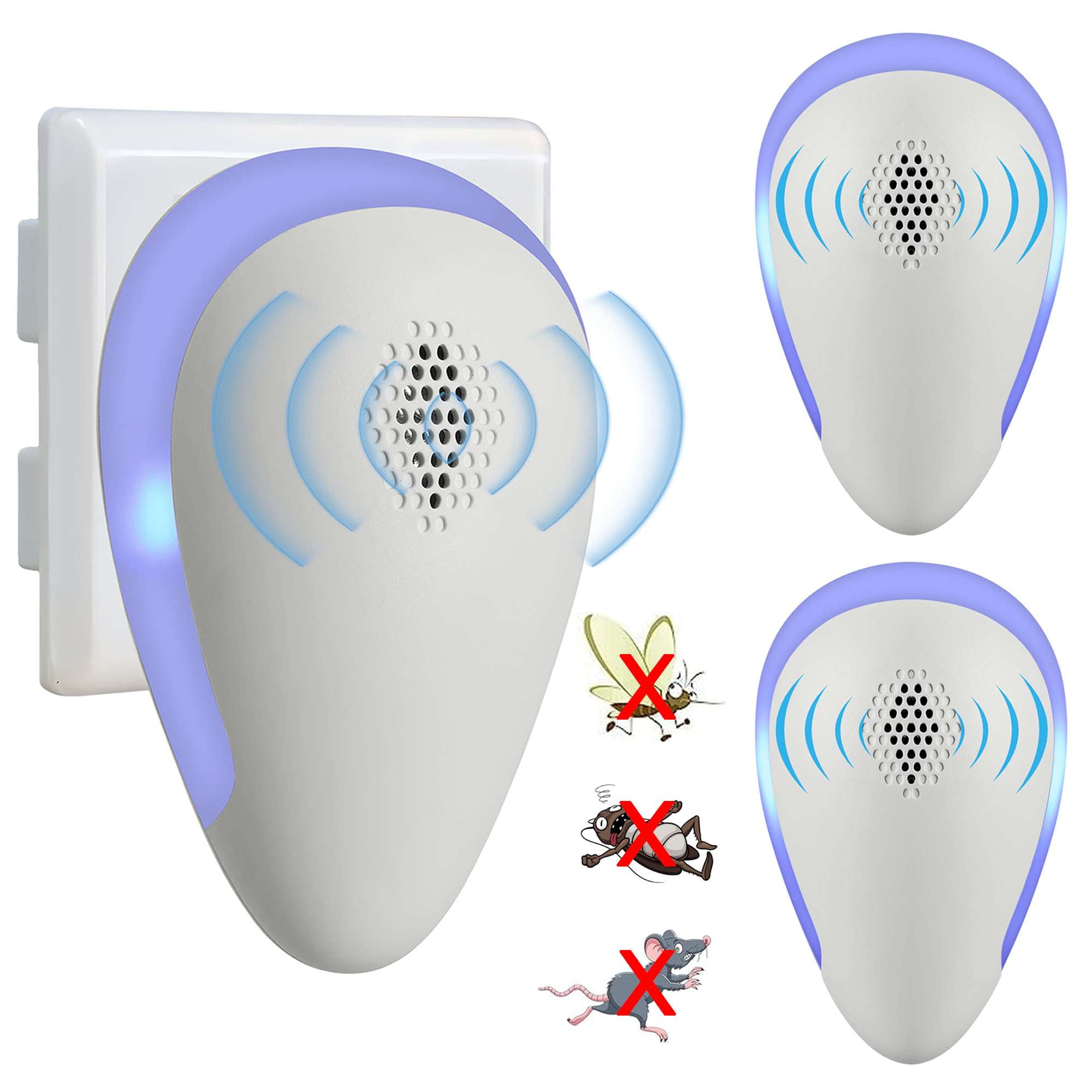 Gustave Ultrasonic Pest Repeller 3 Pack Electronic Plug in Mosquito Repellent Indoor Home