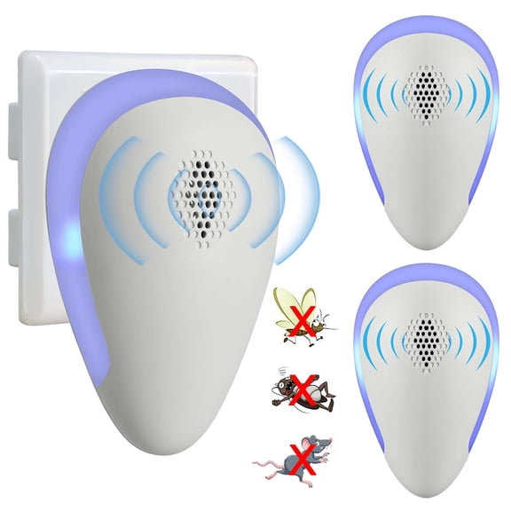 Gustave Ultrasonic Pest Repeller 3 Pack Electronic Plug in Mosquito Repellent Indoor Home Defense Pest Control for Insects, Cockroaches, Mice, Bug, Roach