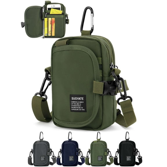 Gustave Unisex Adult Multifunction Small Crossbody Polyester Purse Cell Phone Holster Pouch Carrying Waist Bag Wallet for iPhone Samsung, Green