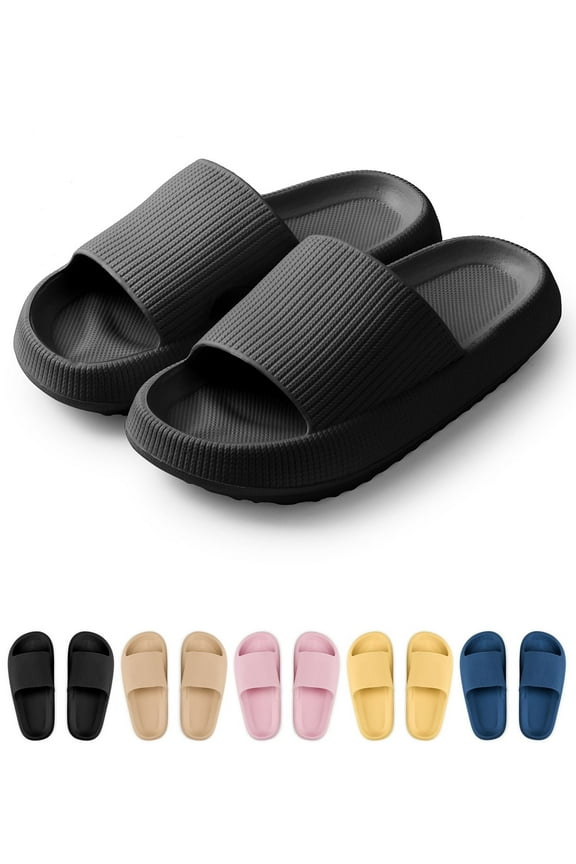Unisex Anti-Slip Casual Slippers, Thick Sole Multi-Color, Size 4-14
