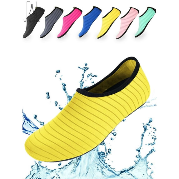 Gustave Unisex Barefoot Water Skin Shoes Strip Beach Sock Quick-Dry Aqua Water Socks For Beach Swim Surf Outdoor Exercise "3XL,Yellow"