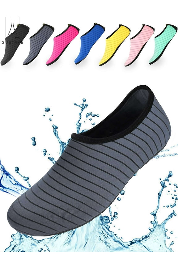 Unisex Barefoot Water Skin Shoes Strip Beach Sock Quick-Dry Aqua Water Socks For Beach Swim Surf Outdoor Exercise "M,Gray"