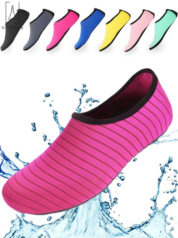 Unisex Barefoot Water Skin Shoes Strip Beach Sock Quick-Dry Aqua Water Socks For Beach Swim Surf Outdoor Exercise "M,Rose Red"