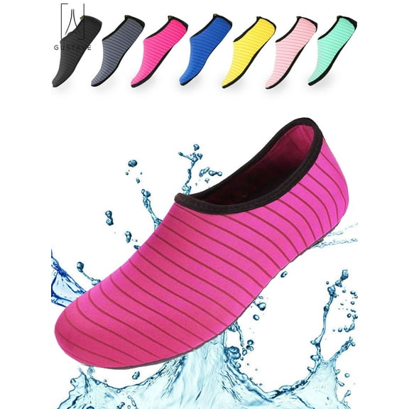 Gustave Unisex Barefoot Water Skin Shoes Strip Beach Sock Quick-Dry Aqua Water Socks For Beach Swim Surf Outdoor Exercise "M,Rose Red"